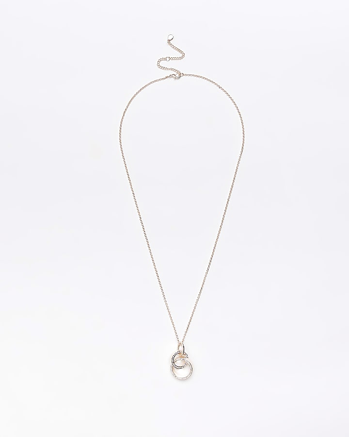Rose gold link diamante necklace