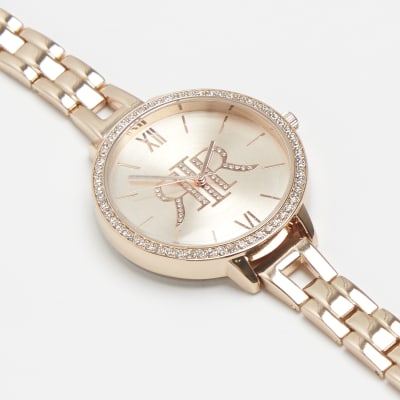 Rose gold mesh strap watch