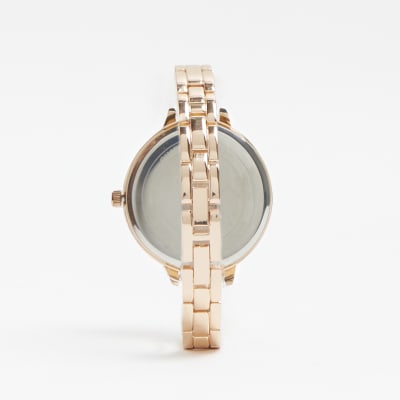 Rose gold mesh strap watch