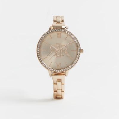 rose gold mesh strap watch