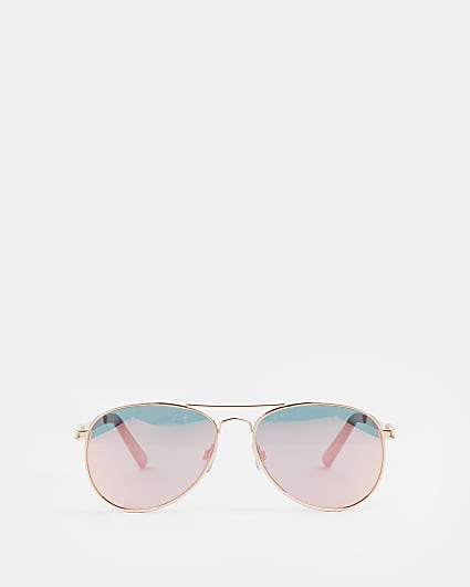 Rose gold mirror aviator sunglasses