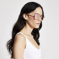 Rose gold mirrored aviator sunglasses