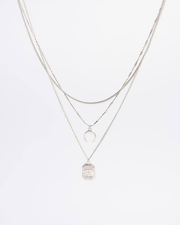 Rose gold multirow charm necklace