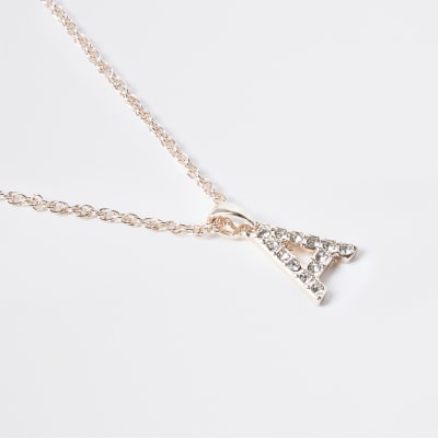 Rose Gold Pave A Initial Ditsy Charm