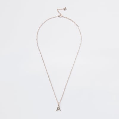 Rose Gold Pave A Initial Ditsy Charm