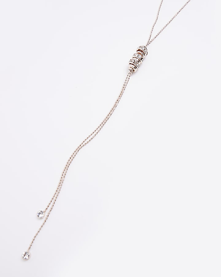 Rose gold pave bead necklace