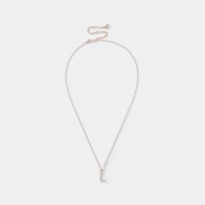 Rose Gold pave L Initial ditsy charm necklace
