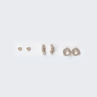 Rose Gold Pave Stud Earring Multipack