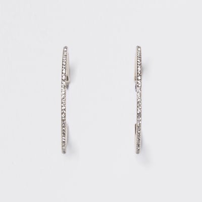 Rose Gold Rhinestone Edge Hoop Earring