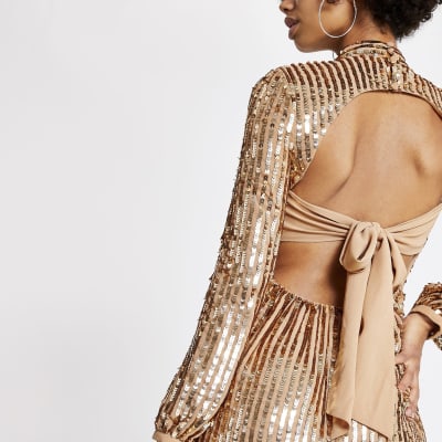gold sequin dress river island