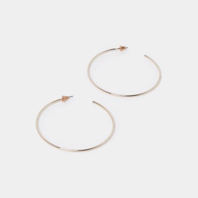 Rose gold thin hoop earrings