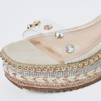 Rose gold wide fit platform sandals