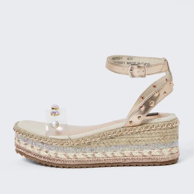 platform rose gold sandals