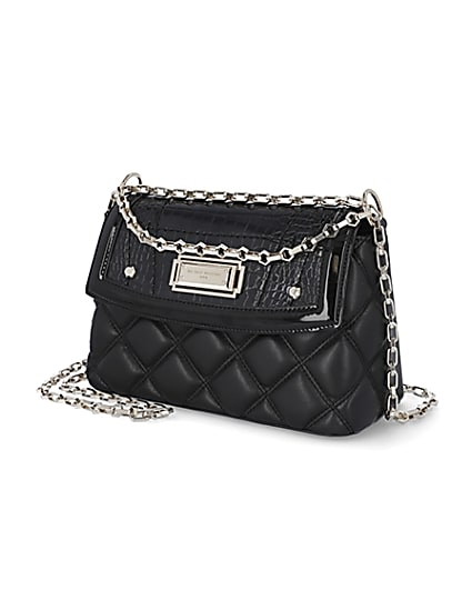 360 degree animation of product RSD Black croc and quilted shoulder bag frame-2