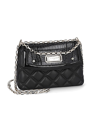 360 degree animation of product RSD Black croc and quilted shoulder bag frame-23