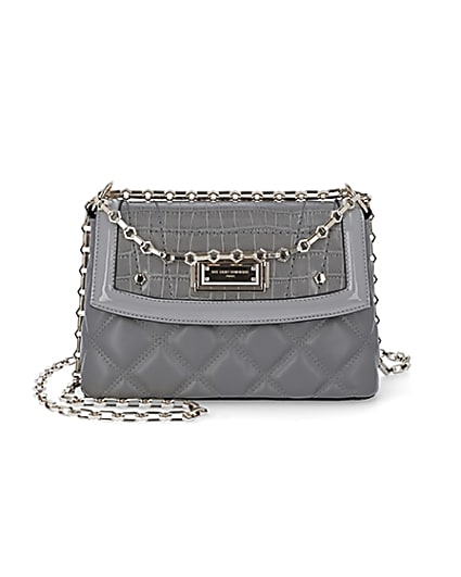 360 degree animation of product RSD grey croc and quilted shoulder bag frame-0