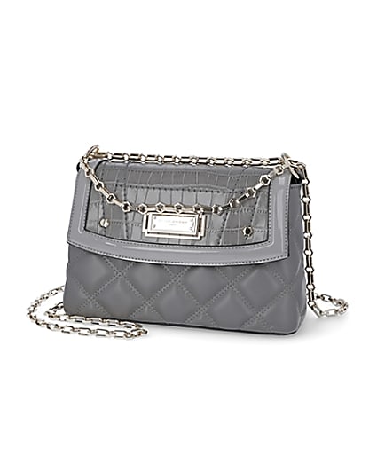 360 degree animation of product RSD grey croc and quilted shoulder bag frame-1