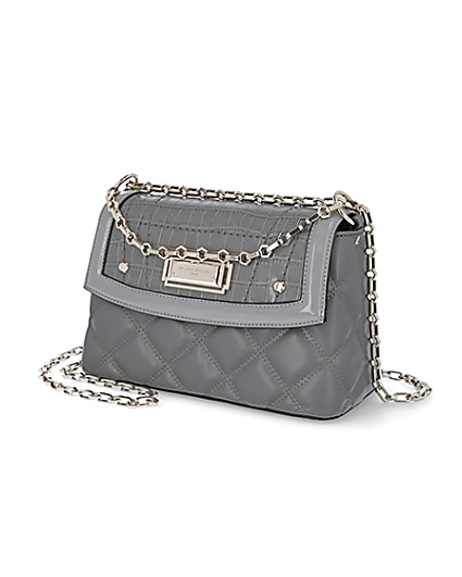 360 degree animation of product RSD grey croc and quilted shoulder bag frame-2