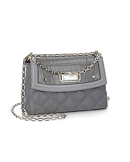 360 degree animation of product RSD grey croc and quilted shoulder bag frame-23