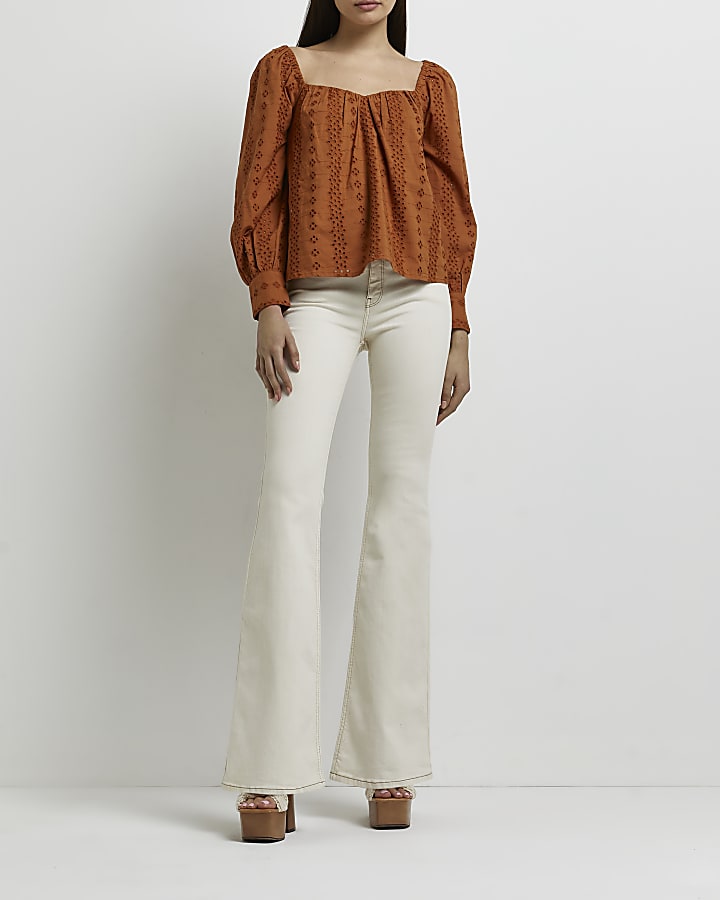 Rust broderie blouse