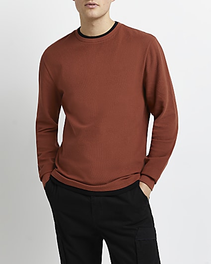 Rust double layer long sleeve t-shirt