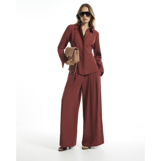 River Island Rust Easy Wide Leg Trousers