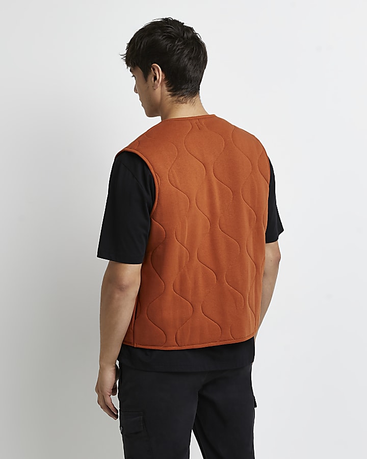 Rust regular fit quilted gilet