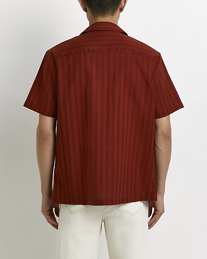 Rust Regular fit textured short sleeve Shirt