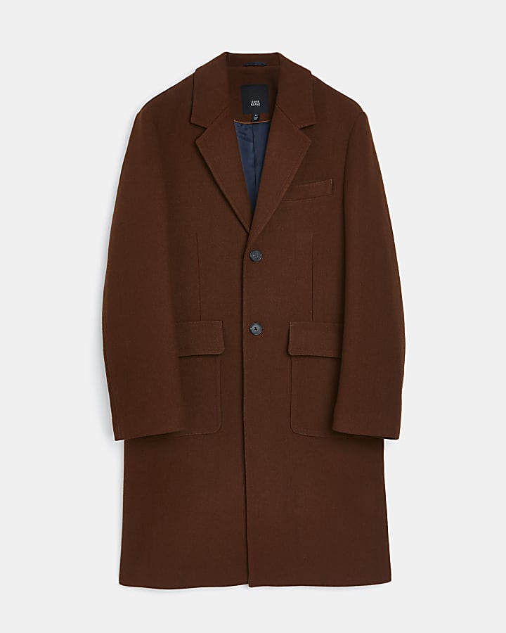 Rust Regular fit Wool blend Overcoat