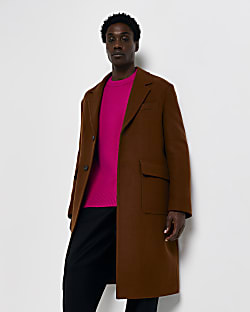 Rust Regular fit Wool blend Overcoat