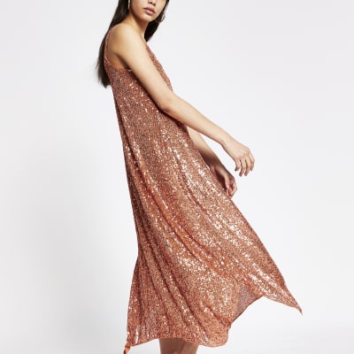 rust sequin dress