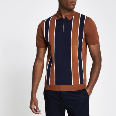 stripe knit polo