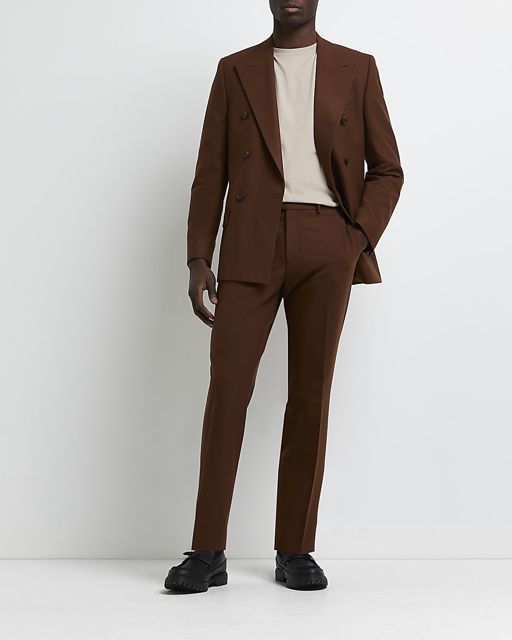 Rust skinny fit suit trousers