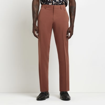 Rust Slim fit Suit Trousers | River Island