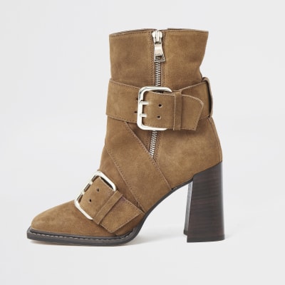 square toe boots with buckle
