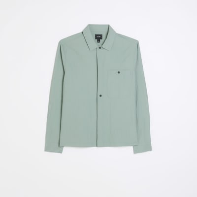 Sage green regular fit utility shirt
