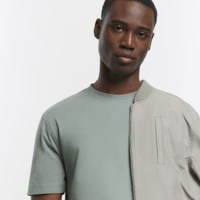 Sage green slim fit t-shirt | River Island