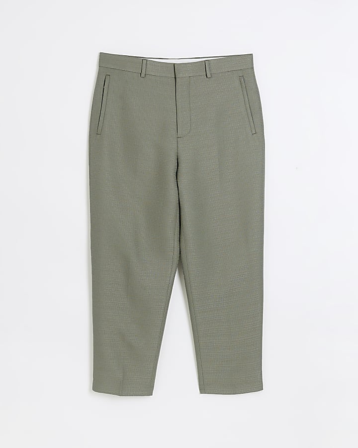 Sage green tapered fit textured trousers