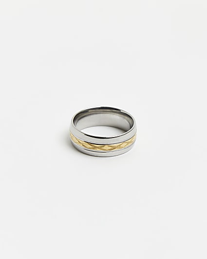 Silver & gold stainless steel band ring