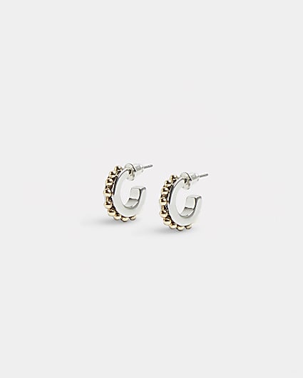 Silver and gold colour detail hoop earrings