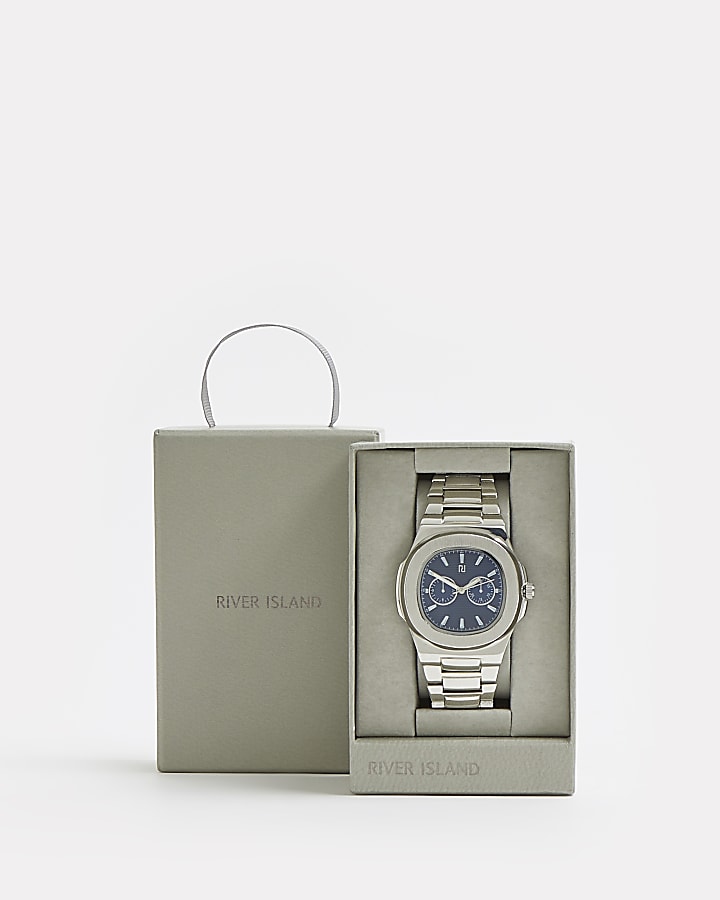 Silver and navy colour RI link strap watch