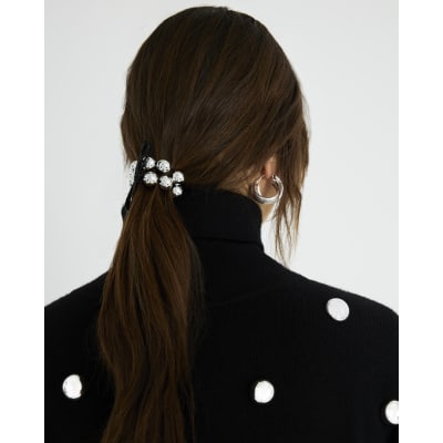 Silver ball bow headband