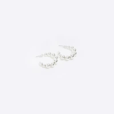 Silver ball hoop earrings River Island