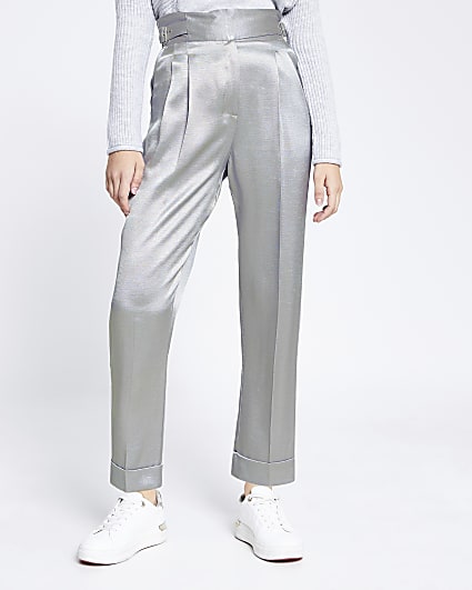 Silver buckle waist peg trousers