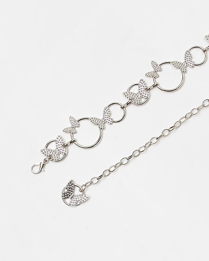 Silver butterfly chain belt