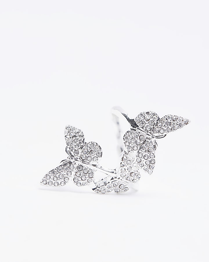 Silver butterfly diamte embellished ring