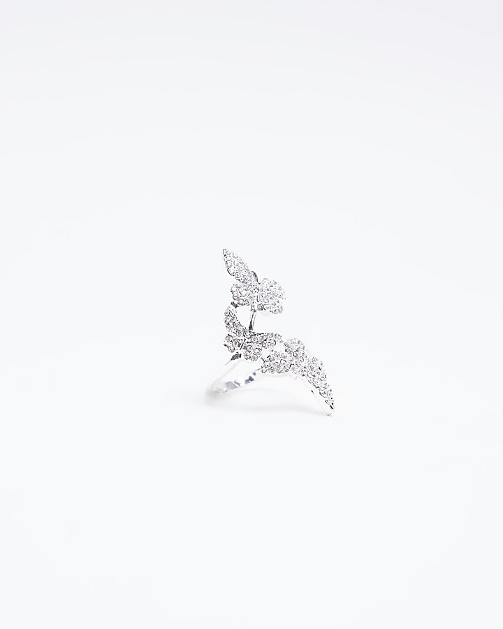 Silver butterfly diamte embellished ring