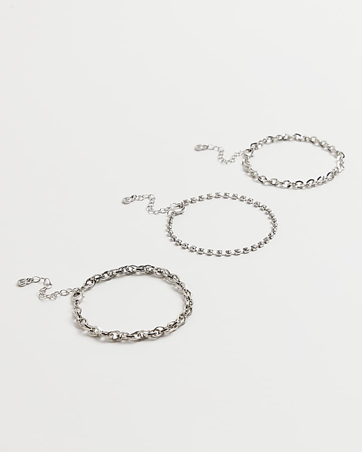 Silver chain bracelet multipack