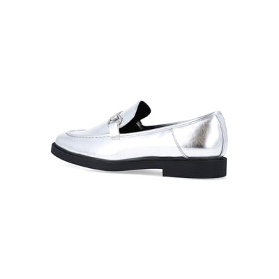 Silver chain detail loafers | River Island