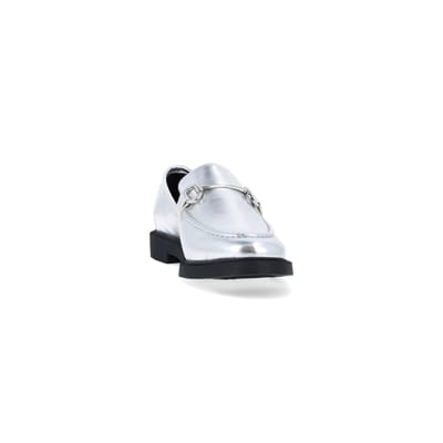 Silver chain detail loafers | River Island